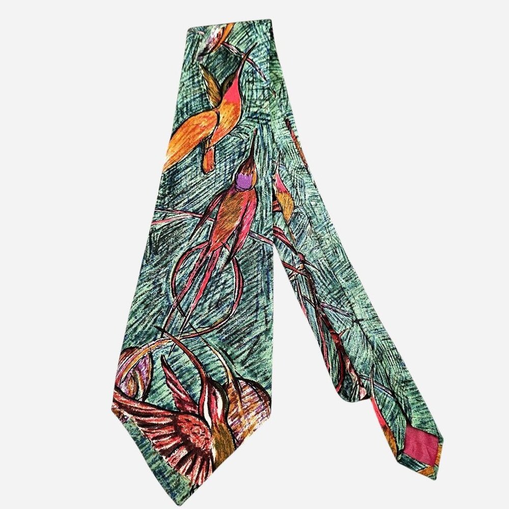 Vintage World Wildlife Fund (WWF) Hummingbird Men's Silk Necktie from the 90s